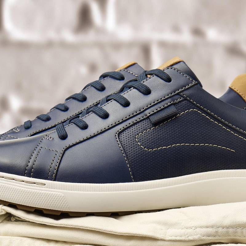 Navy Leather Clarks Mapstone Lace | CLKS-84224