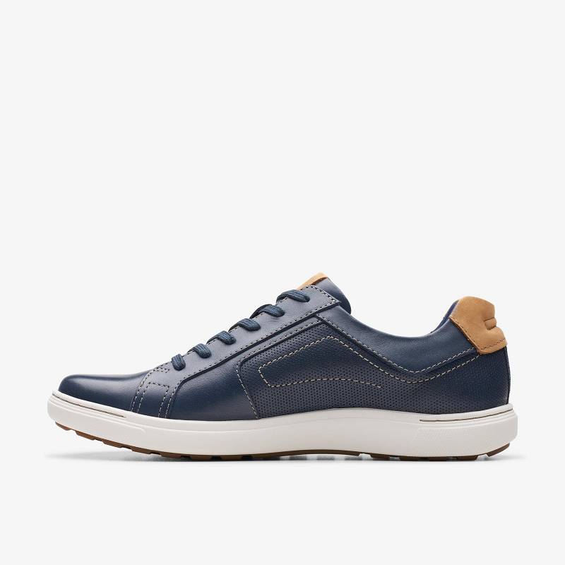 Navy Leather Clarks Mapstone Lace | CLKS-84224