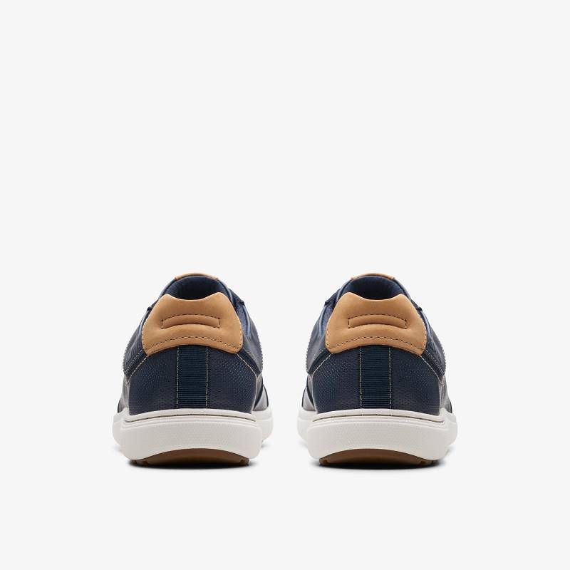 Navy Leather Clarks Mapstone Lace | CLKS-84224