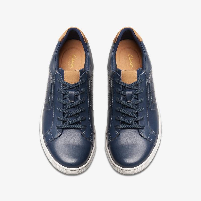 Navy Leather Clarks Mapstone Lace | CLKS-84224