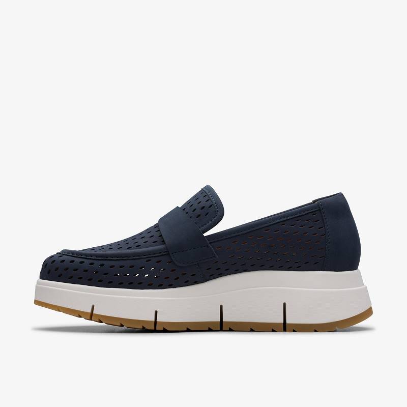 Navy Nubuck Clarks Loriini Edge | CLKS-84812