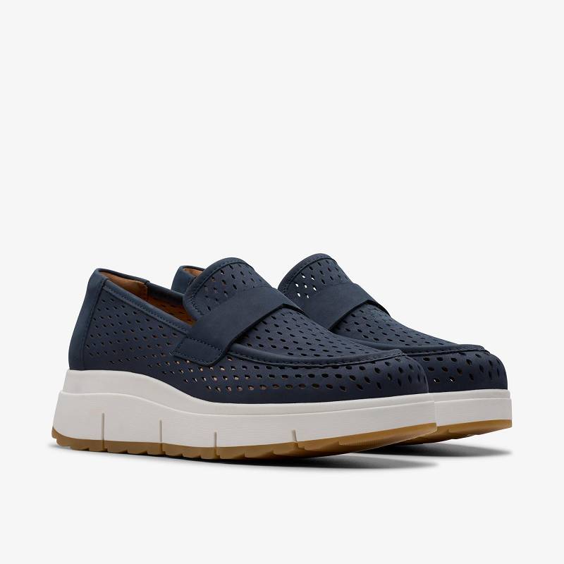 Navy Nubuck Clarks Loriini Edge | CLKS-84812