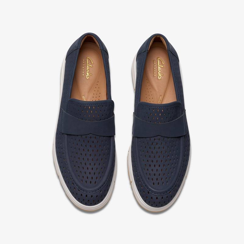 Navy Nubuck Clarks Loriini Edge | CLKS-84812