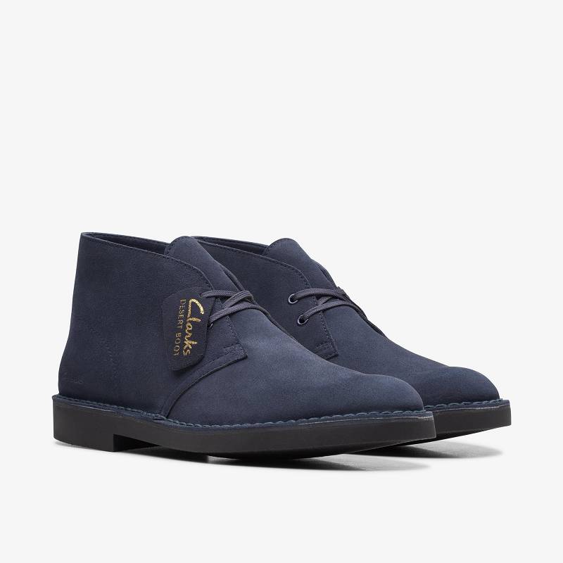 Navy Suede Clarks Desert Boot Evo | CLKS-84444