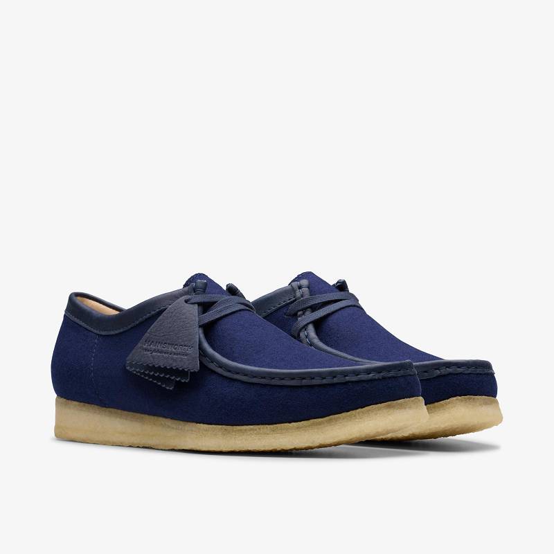 Navy Wool Clarks Wallabee | CLKS-84510