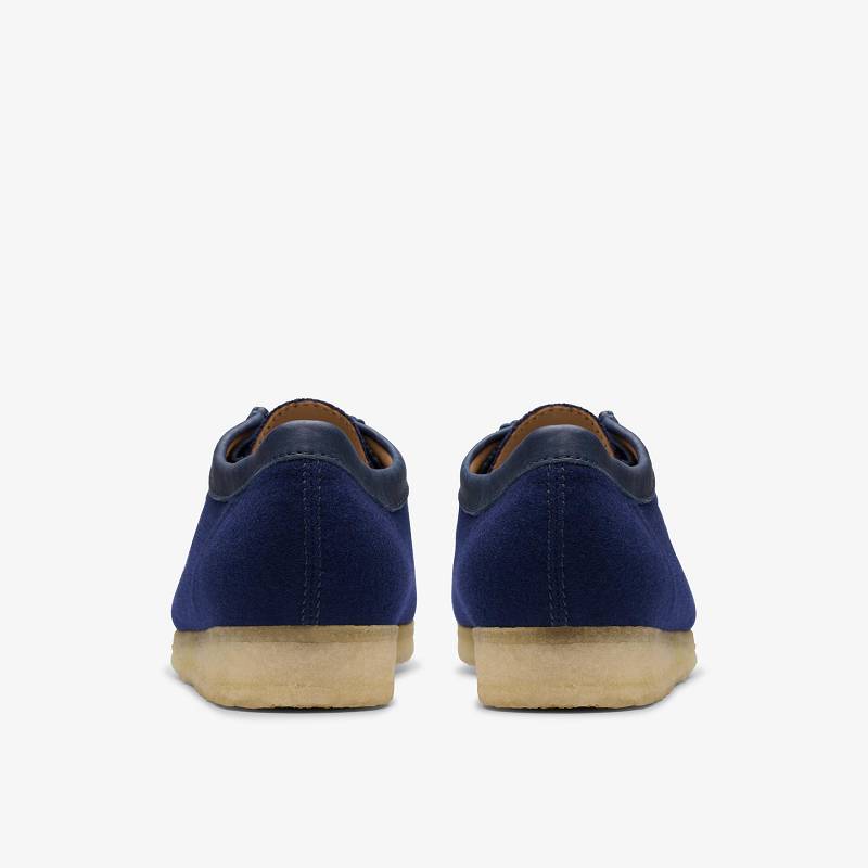 Navy Wool Clarks Wallabee | CLKS-84510