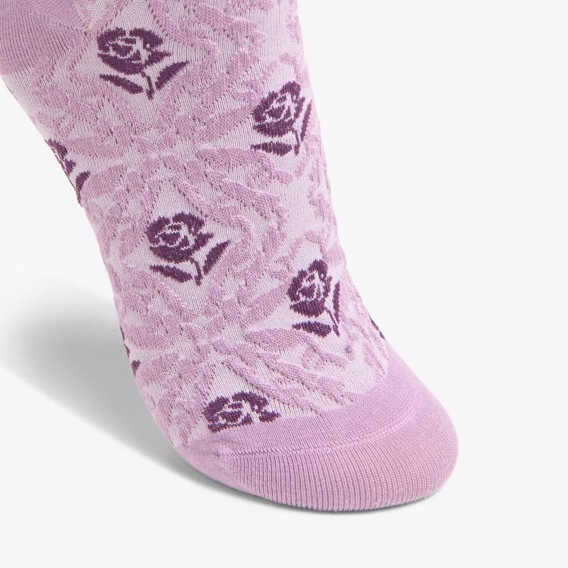 Plum Clarks Raised Floral Sock | CLKS-84658