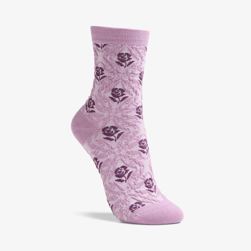 Plum Clarks Raised Floral Sock | CLKS-84658