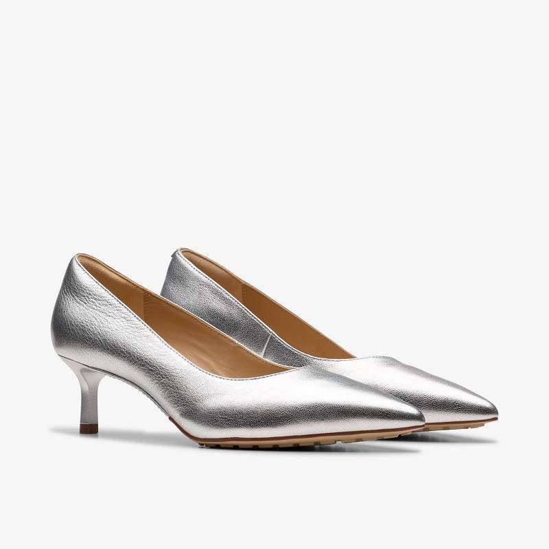 Silver Leather Clarks Adela Court | CLKS-85229