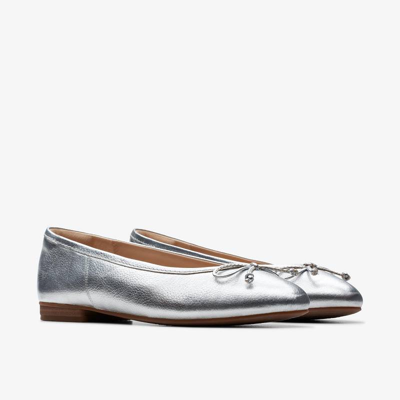 Silver Leather Clarks Fawna Lily | CLKS-84796