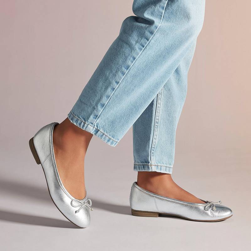 Silver Leather Clarks Fawna Lily | CLKS-84796