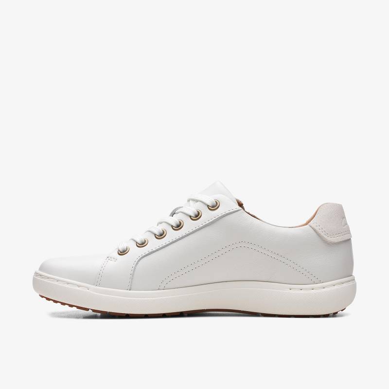 White Leather Clarks Nalle Lace | CLKS-85141