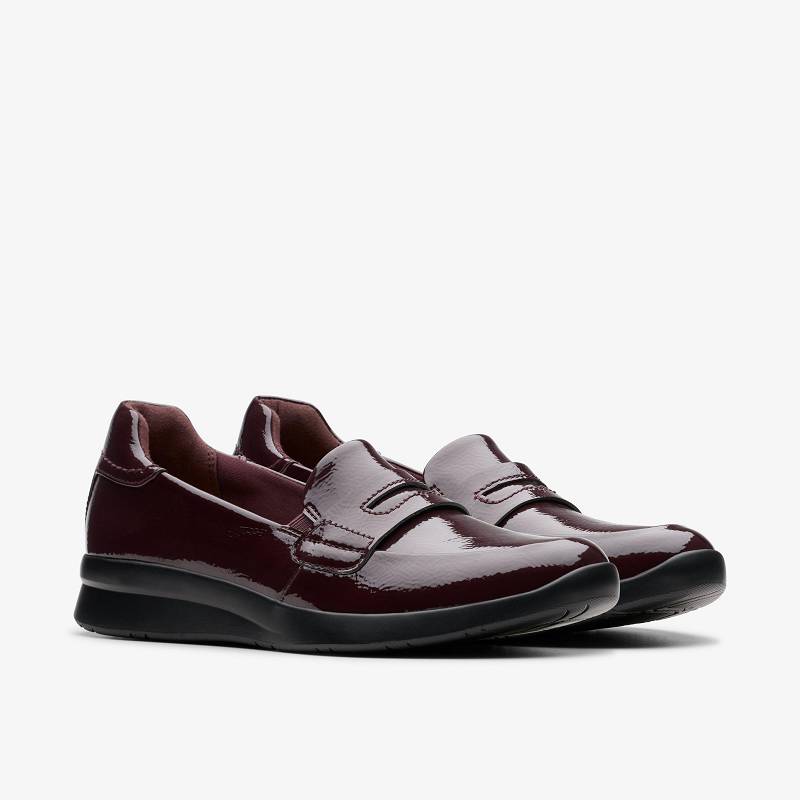 Wine Crinkle Patent Clarks Ellowyn Penny | CLKS-85432