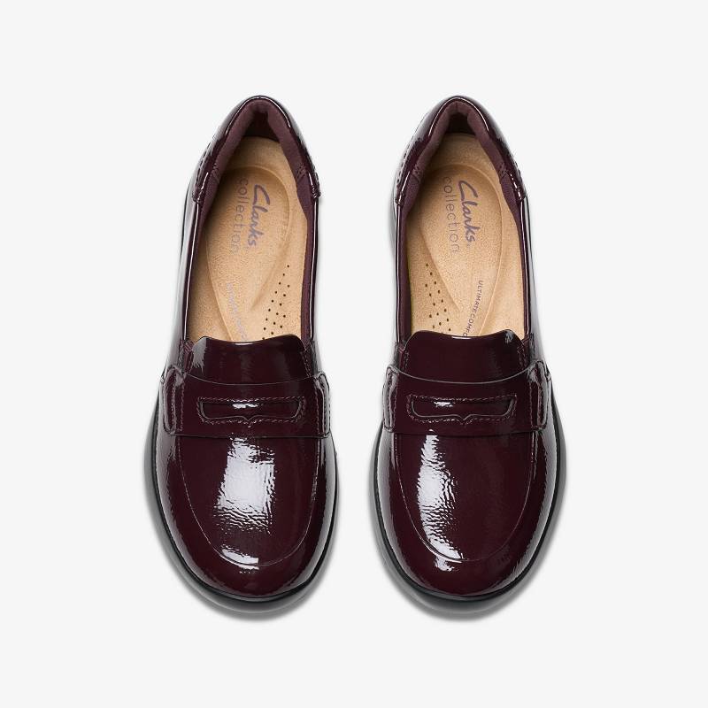 Wine Crinkle Patent Clarks Ellowyn Penny | CLKS-85432