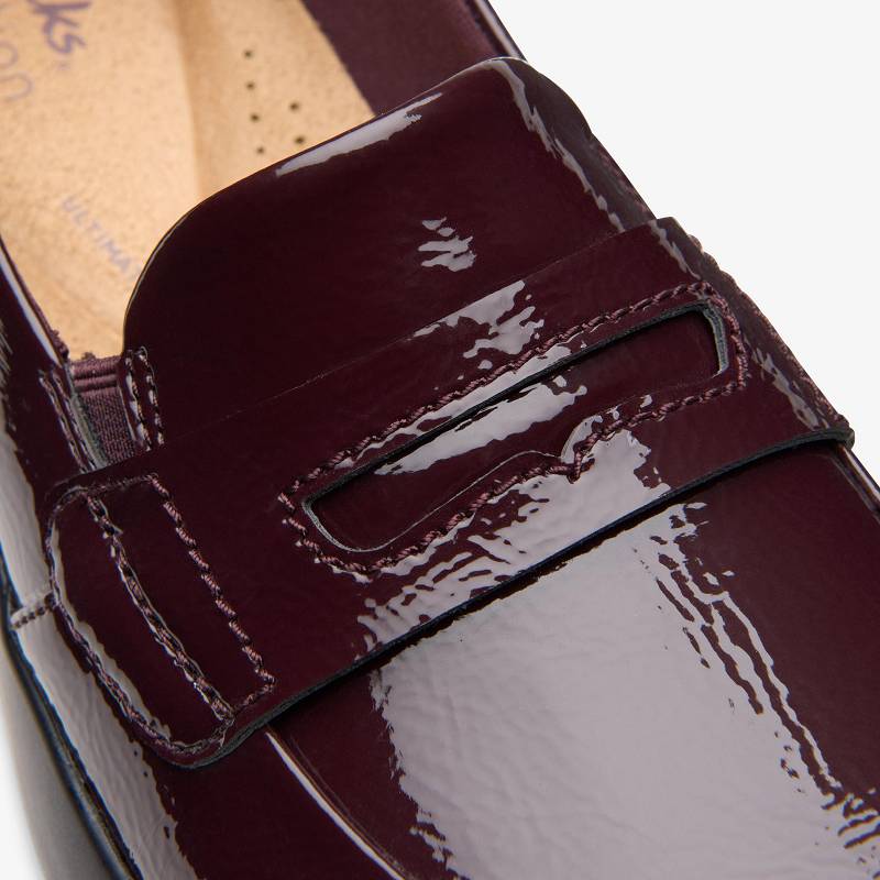 Wine Crinkle Patent Clarks Ellowyn Penny | CLKS-85432