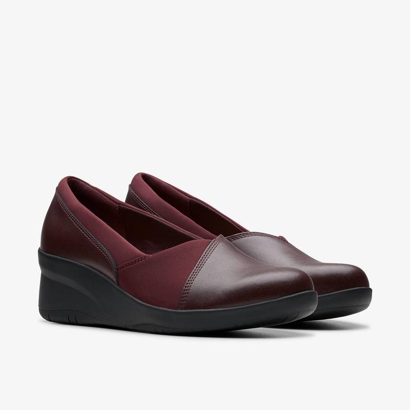 Wine Leather Clarks Suttyn Walk | CLKS-84724