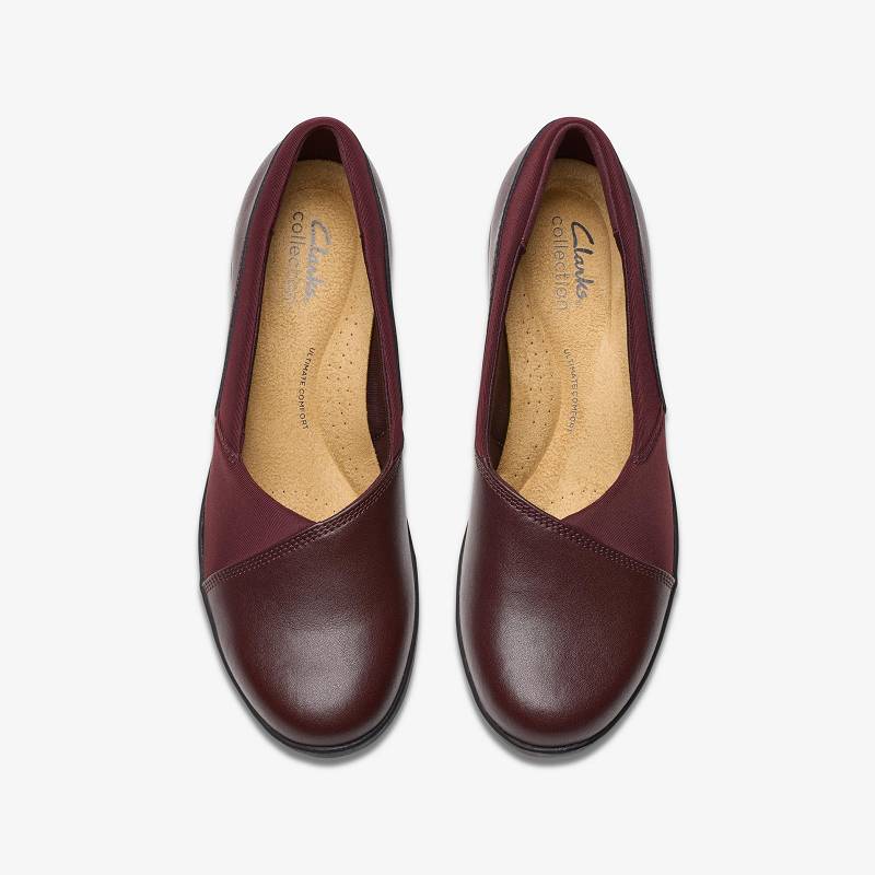 Wine Leather Clarks Suttyn Walk | CLKS-84724